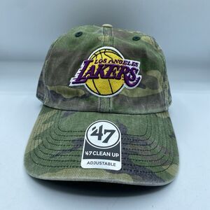 Los Angeles Lakers Hat Adjustable 47 Brand Gren Camo Clean Up MLB Strapback NWOT